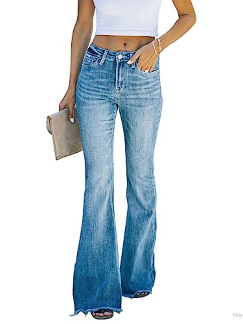 High Waisted Flare Bell Bottom Jeans Stretchy Wide Leg Bootcut Denim Pants